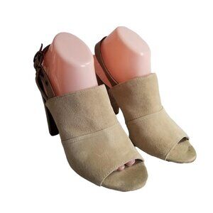 Dolce Vita Tan Suede Open Peep Toe Chunky Block Heel Sandals Size 8.5